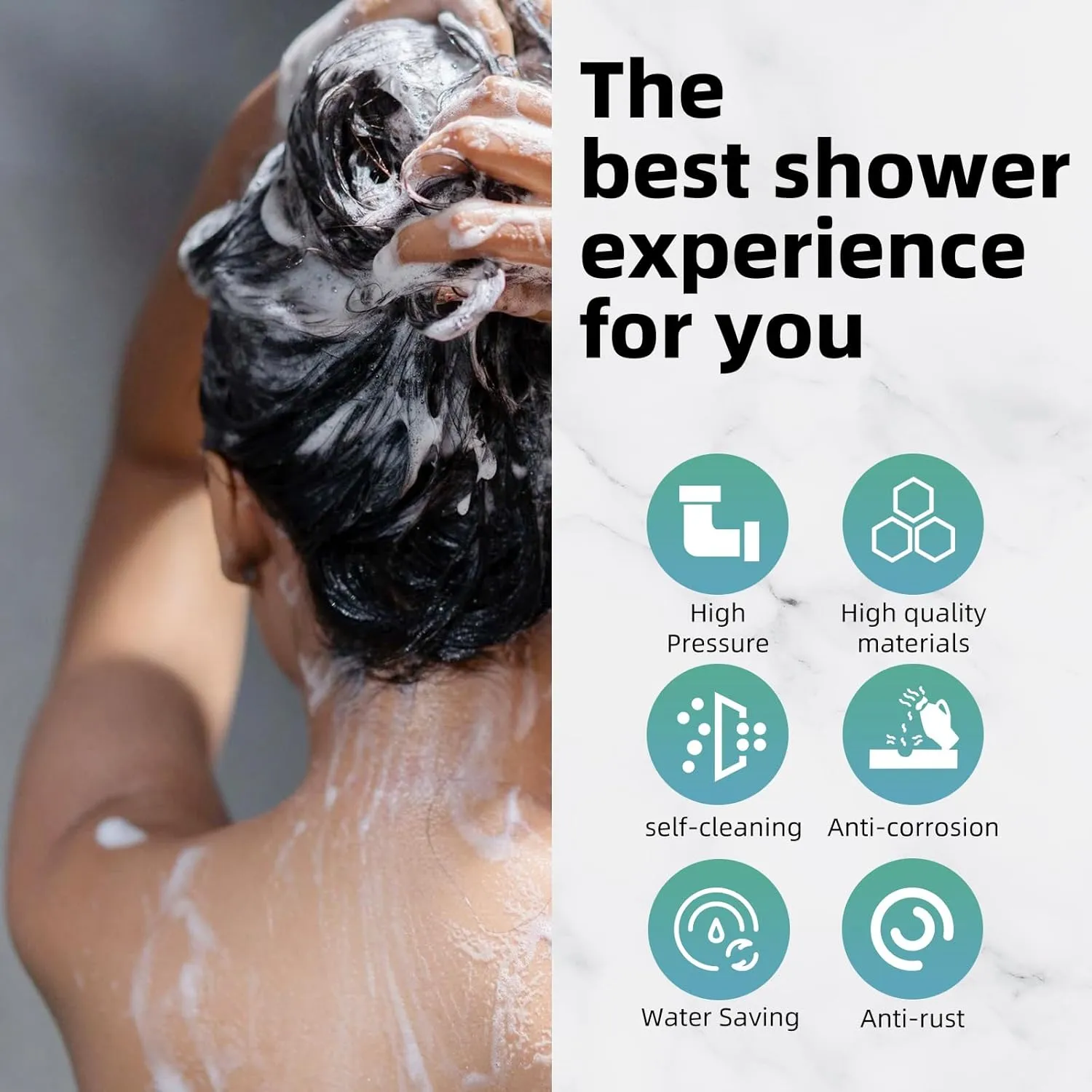 Cobbe 8 Functions Shower Head with handheld, High Pressure Shower Head Set with Hose Adjustable Bracket Rubber Washers (Gold)