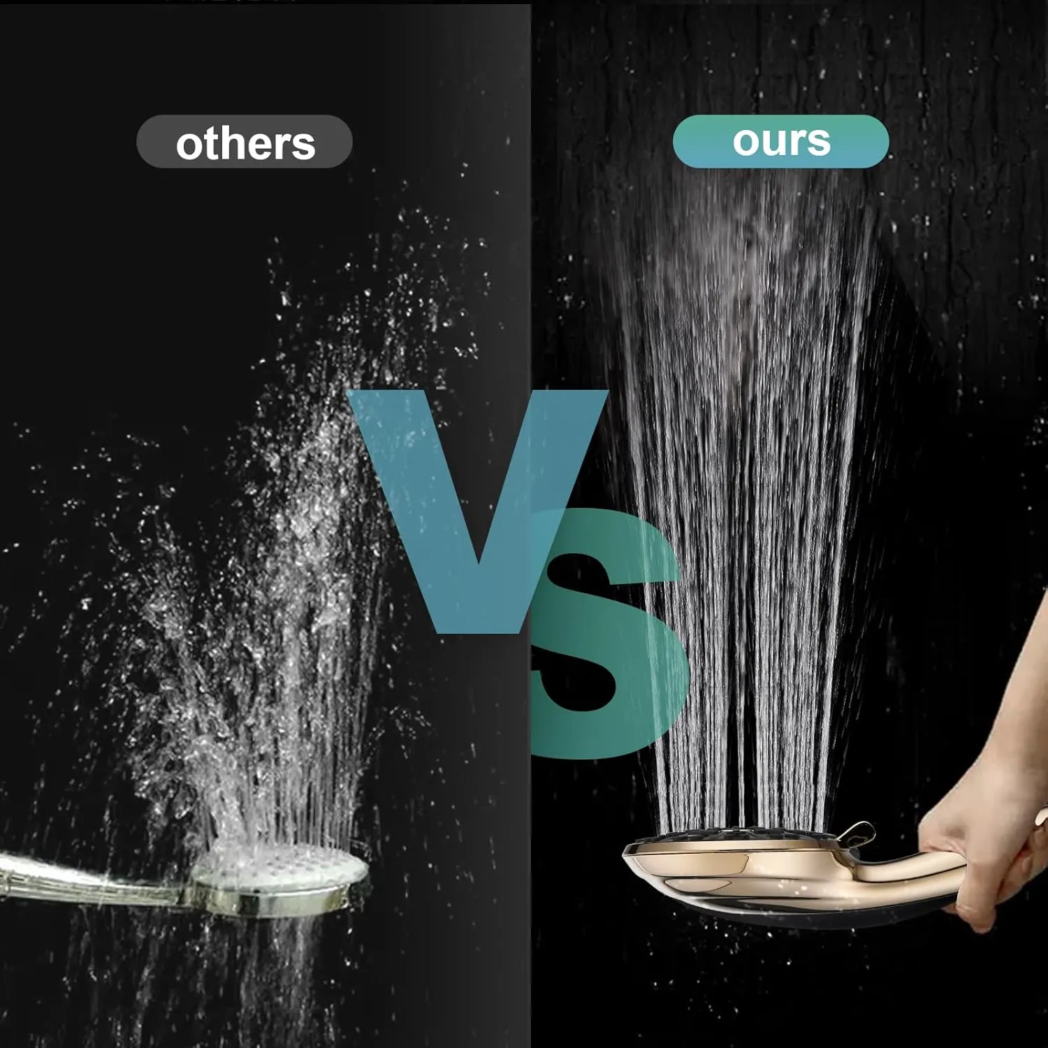 Cobbe 8 Functions Shower Head with handheld, High Pressure Shower Head Set with Hose Adjustable Bracket Rubber Washers (Gold)