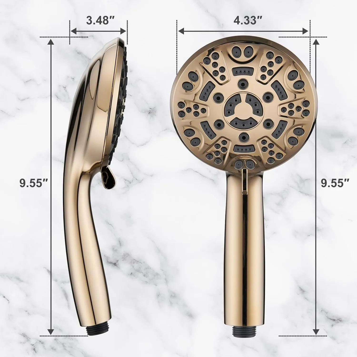 Cobbe 8 Functions Shower Head with handheld, High Pressure Shower Head Set with Hose Adjustable Bracket Rubber Washers (Gold)