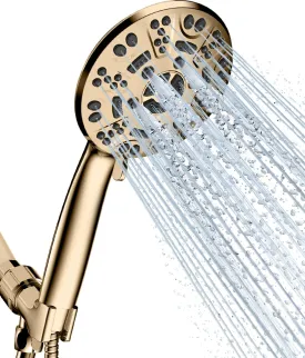 Cobbe 8 Functions Shower Head with handheld, High Pressure Shower Head Set with Hose Adjustable Bracket Rubber Washers (Gold)