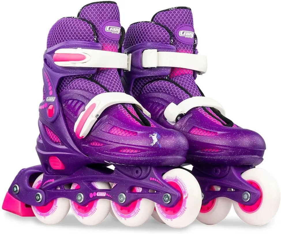 Crazy Skates Adjustable Inline Skates Adjusts to fit Across Four Show Sizes