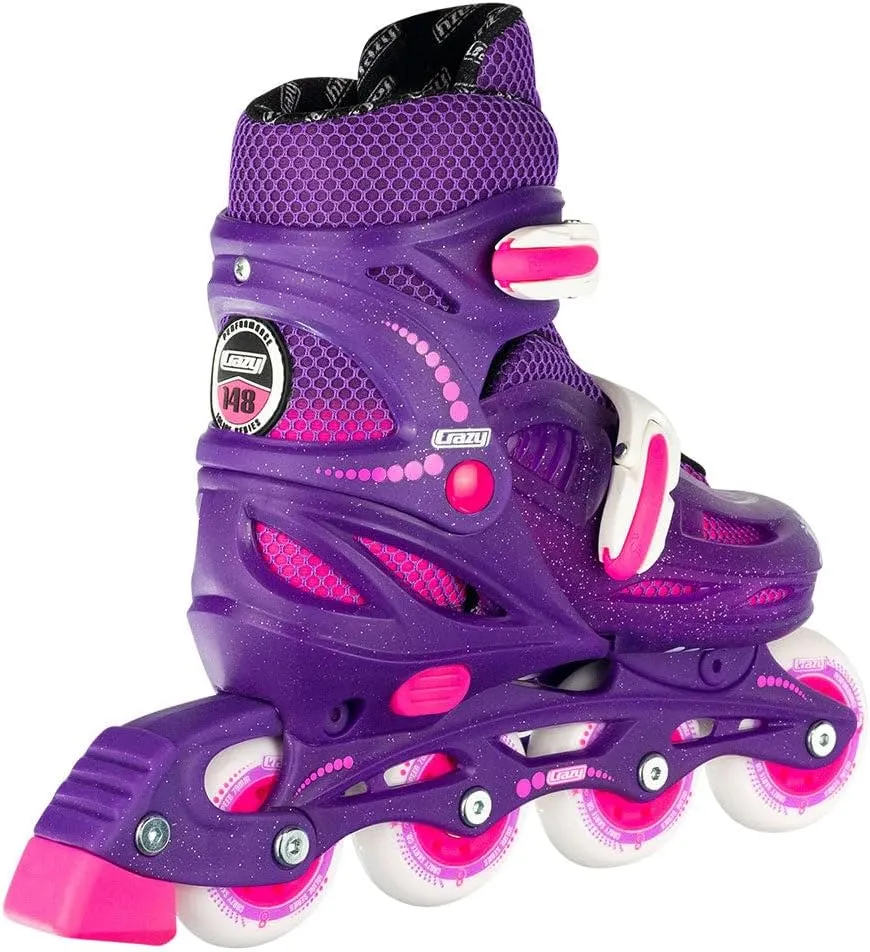 Crazy Skates Adjustable Inline Skates Adjusts to fit Across Four Show Sizes