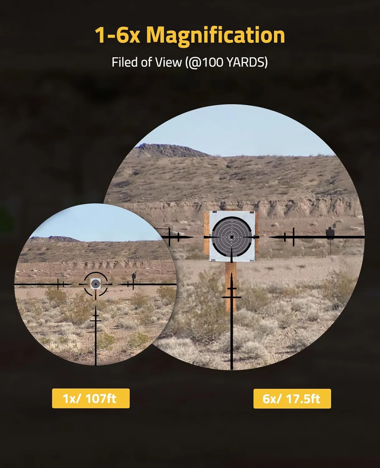 CVLIFE EagleFeather 1-6x24 LPVO Rifle Scope with 30mm Cantilever Mount, 5 Levels Red & Green Illumination Reticle, Second Focal Plane Scopes with Zero Reset