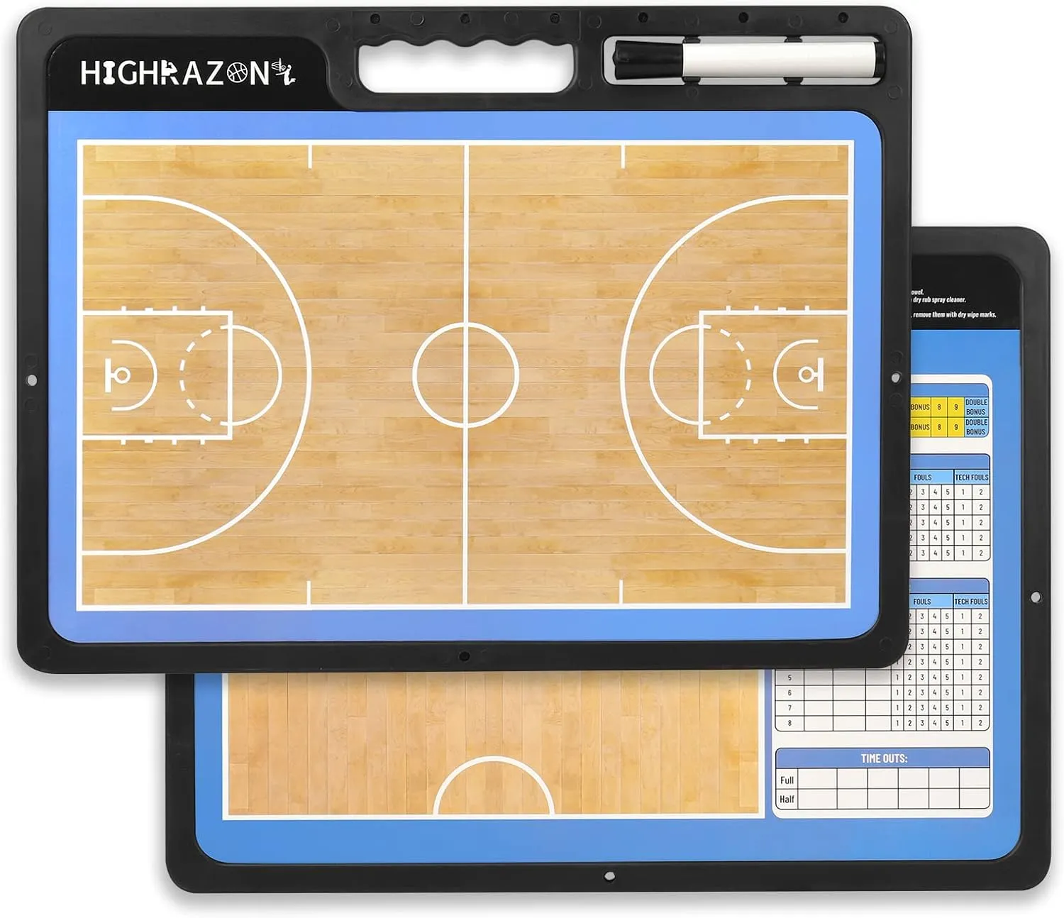 Dry Erase Clipboard for Coach,Coaches Clipboard,Premium Tactical Coaching Board, Portable Double-Sided Full & Half Court Lineup Board with Marker for Coaches Gift