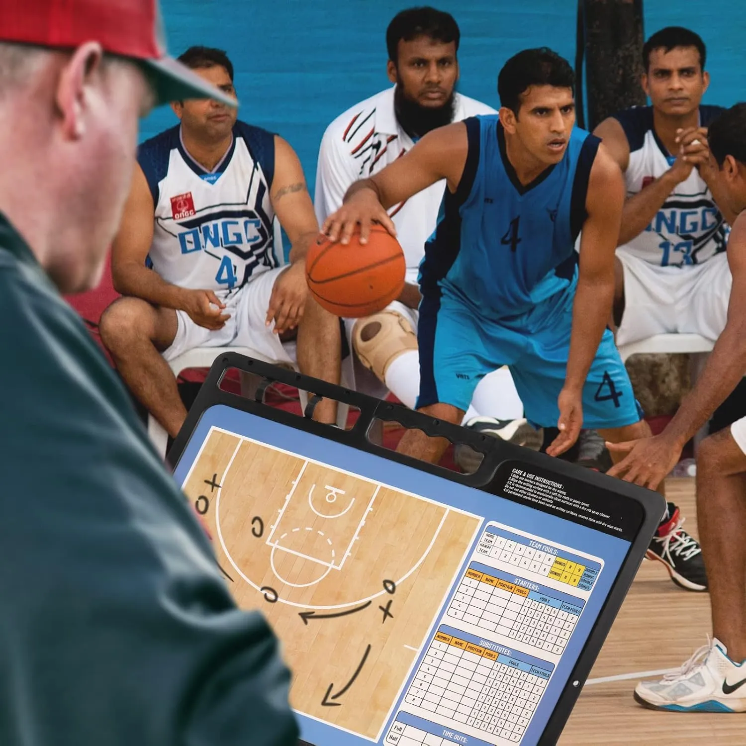 Dry Erase Clipboard for Coach,Coaches Clipboard,Premium Tactical Coaching Board, Portable Double-Sided Full & Half Court Lineup Board with Marker for Coaches Gift