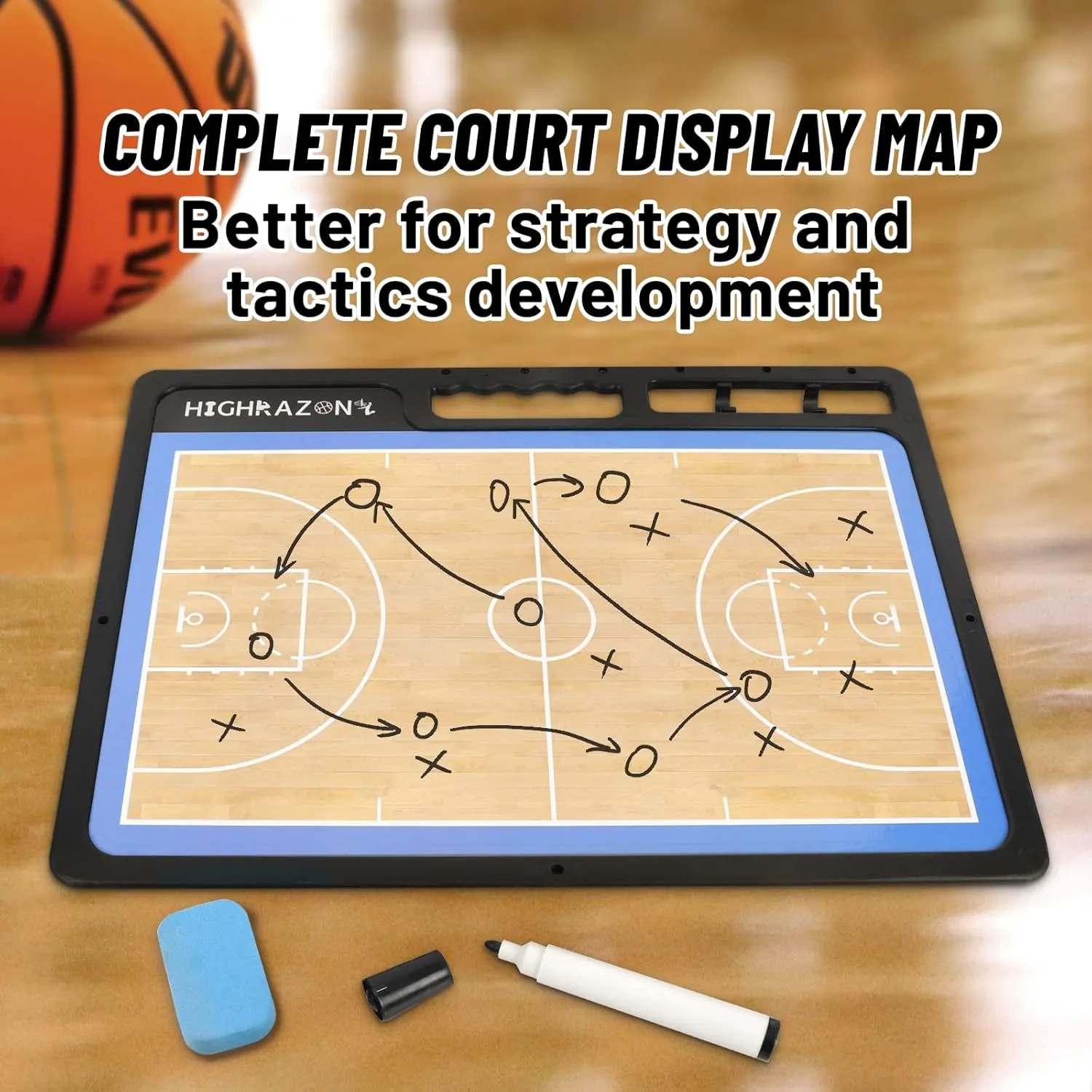 Dry Erase Clipboard for Coach,Coaches Clipboard,Premium Tactical Coaching Board, Portable Double-Sided Full & Half Court Lineup Board with Marker for Coaches Gift