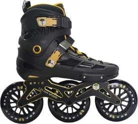 Epic Skates Epic Engage 125mm 3-Wheel Inline Speed Skates, Black/Gold, Adult 11 (Engage11)