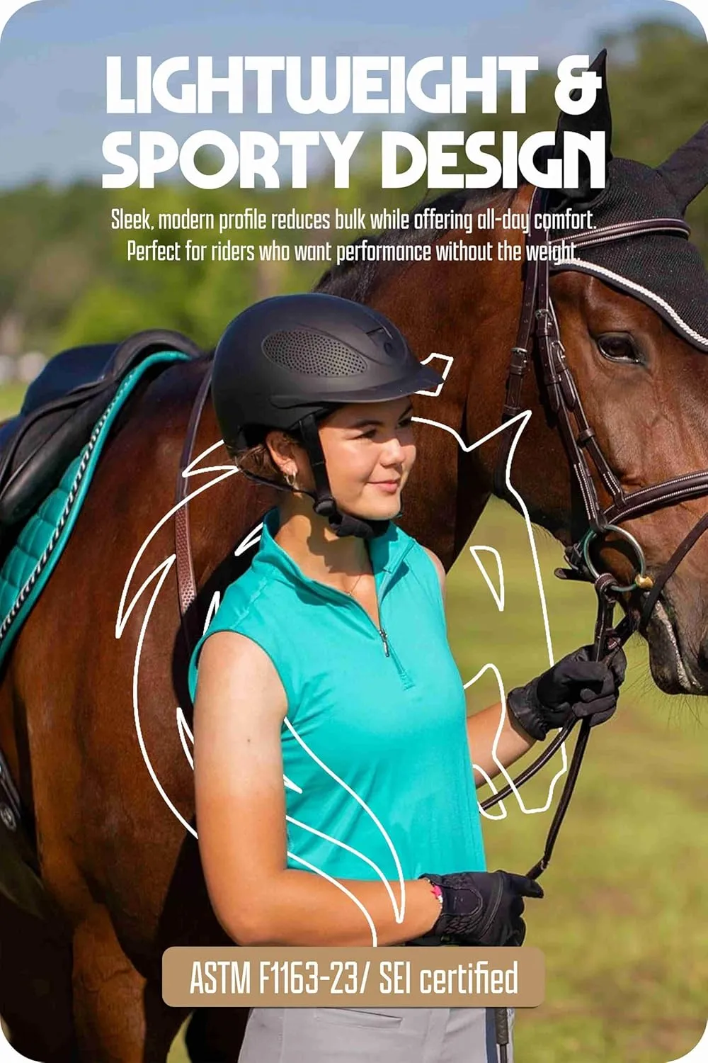 Equinavia Skylar Horse Riding Helmet  Lightweight Equestrian Helmet with Airflow Vents, Adjustable Dial & Removable Liner, ASTM F1163-23/SEI Certified