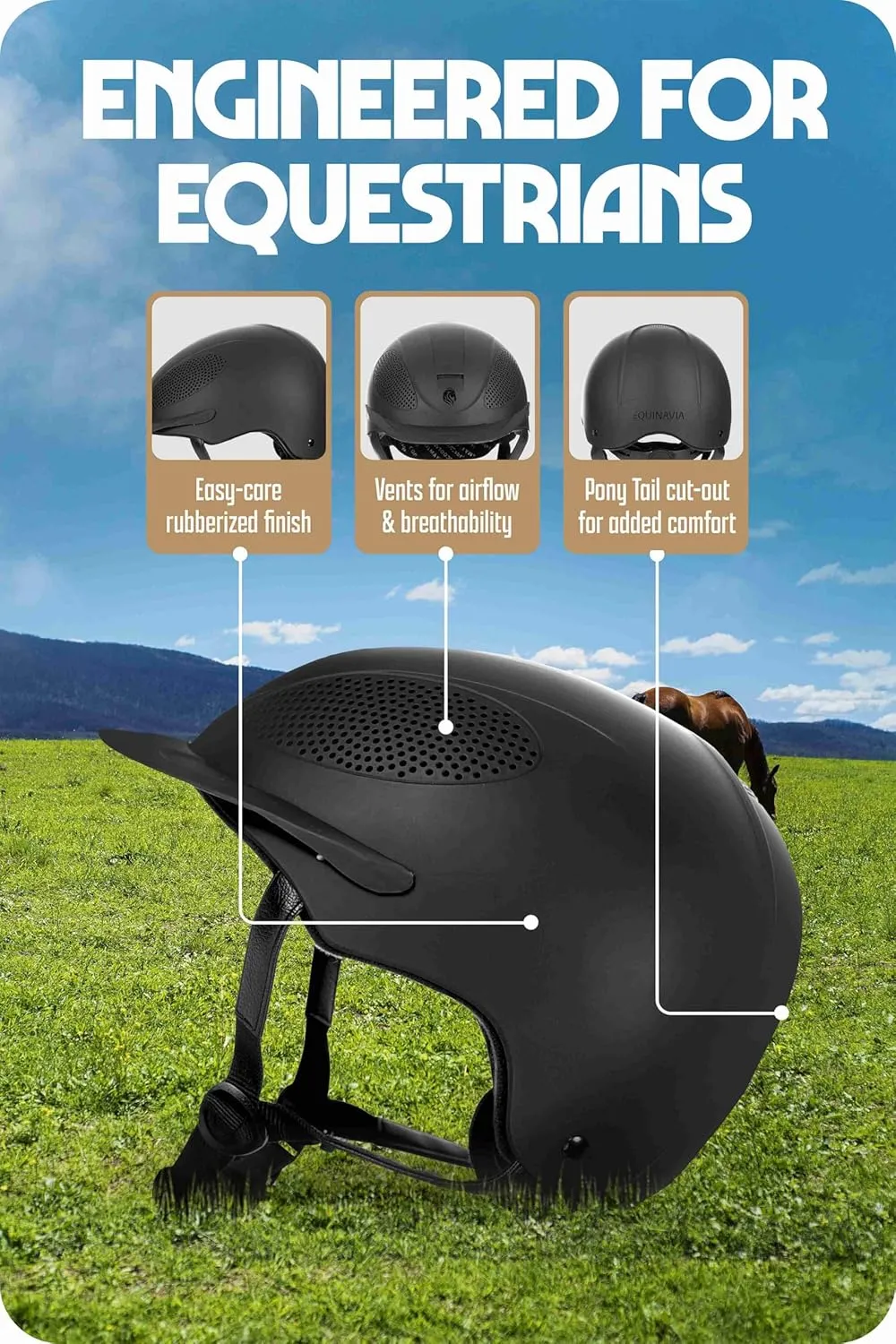 Equinavia Skylar Horse Riding Helmet  Lightweight Equestrian Helmet with Airflow Vents, Adjustable Dial & Removable Liner, ASTM F1163-23/SEI Certified
