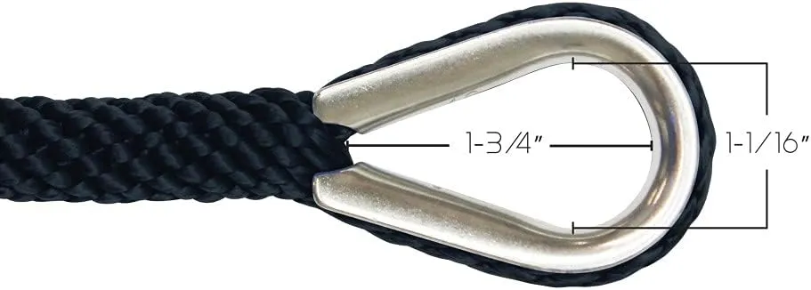 Extreme Max 3006.3468 BoatTector Solid Braid MFP Anchor Line with Thimble - 1/2" x 100', Black