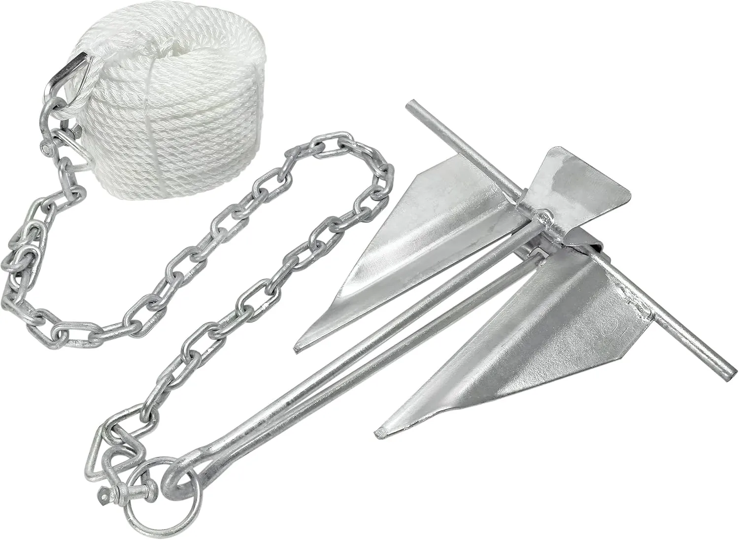 Extreme Max 3006.6717 Complete Slip Ring Anchor Kit with Rope / Anchor Chain / Shackle - #7 / 4.5 lbs.