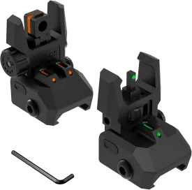 Fiber Optic Sights Flip Up Front and Rear Sites with Green and Red Fiber Optics Dots, Tool-Free Adjustment Front and Rear Backup Sight
