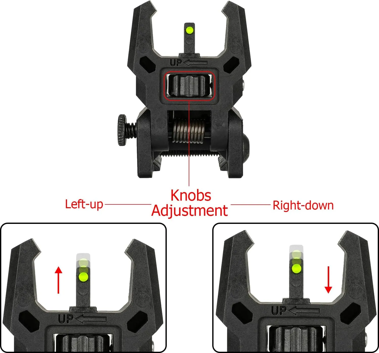 Fiber Optic Sights,with Green and Red Full Fiber Optics Dots Polymer Fiber Optics Sights Front and Rear Backup Sights