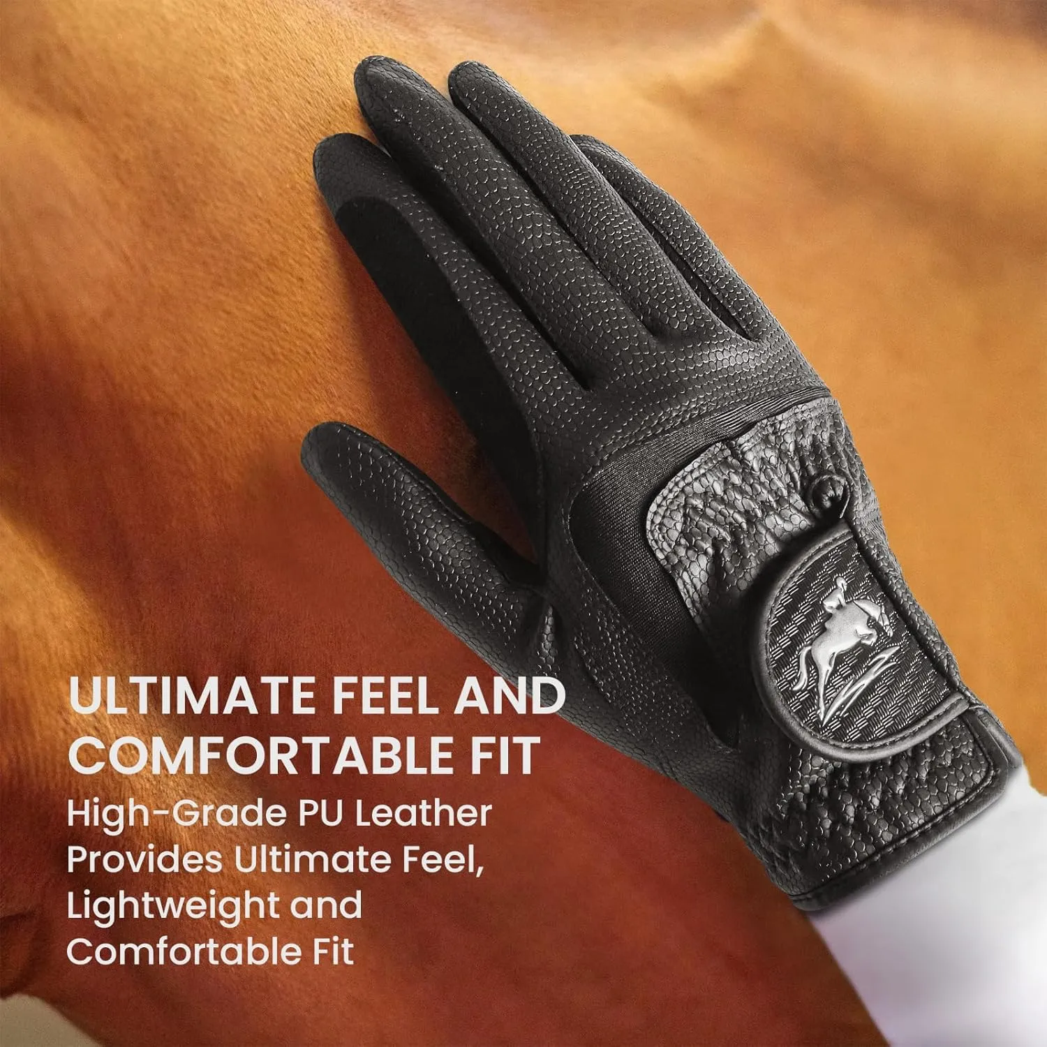 FINGER TEN Horse Riding Gloves Women Premium Pu Leather Equestrian Horseback Comfortable Grip Ladies Girls Glove Lightweight Breathable Touchscreen Stretchable for Outdoor Sport