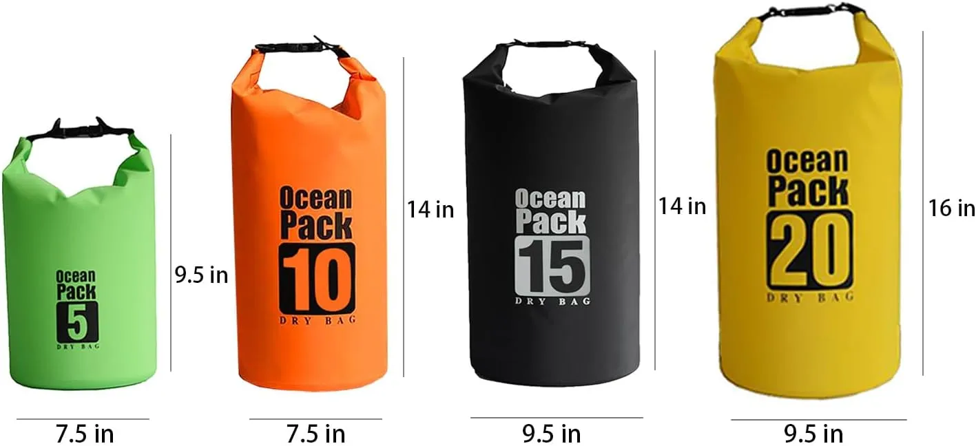 Floating Waterproof Dry Bag 5L/10L/15L/20L, Roll Top Sack for Kayaking, Swimming, Camping, Hiking, Beach, Fishing, Diving Heavy Duty Straps (Multiple Colors Available) (ORANGE, 15L)