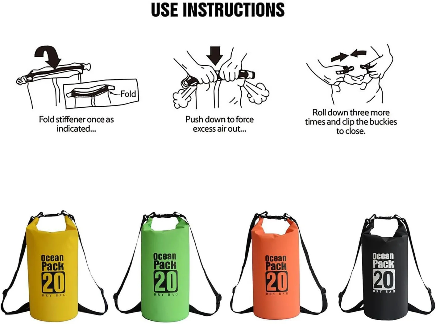 Floating Waterproof Dry Bag 5L/10L/15L/20L, Roll Top Sack for Kayaking, Swimming, Camping, Hiking, Beach, Fishing, Diving Heavy Duty Straps (Multiple Colors Available) (ORANGE, 15L)