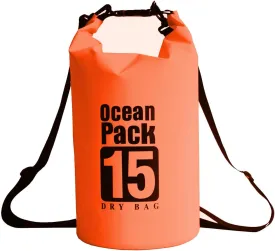 Floating Waterproof Dry Bag 5L/10L/15L/20L, Roll Top Sack for Kayaking, Swimming, Camping, Hiking, Beach, Fishing, Diving Heavy Duty Straps (Multiple Colors Available) (ORANGE, 15L)