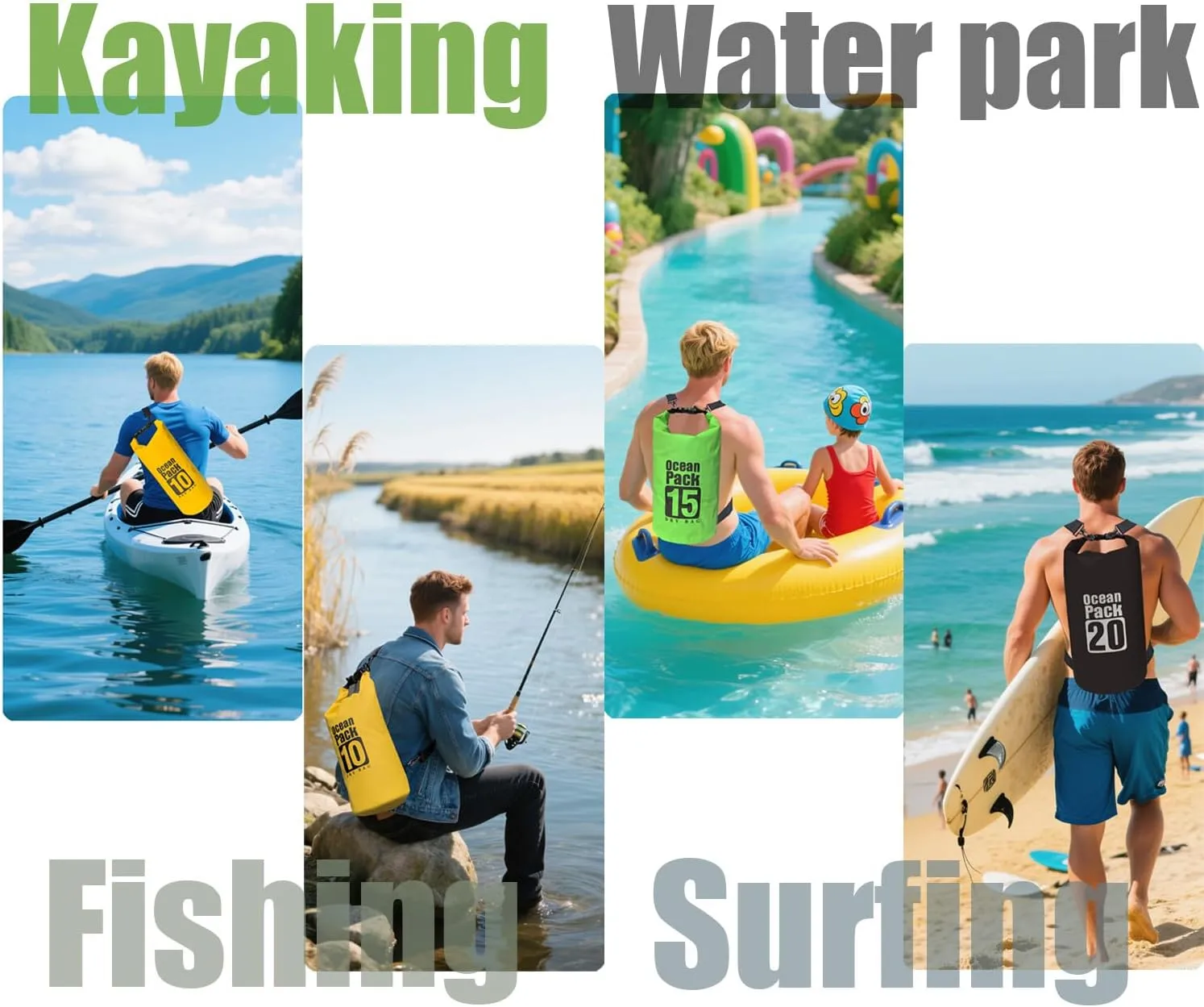 Floating Waterproof Dry Bag 5L/10L/15L/20L, Roll Top Sack for Kayaking, Swimming, Camping, Hiking, Beach, Fishing, Diving Heavy Duty Straps (Multiple Colors Available) (ORANGE, 15L)
