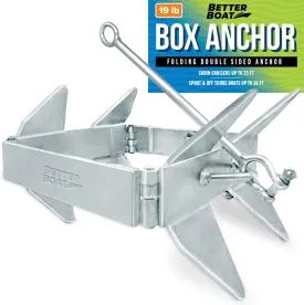 Folding Boat Box Anchor 13lb, 19lb or 26lb, Prevents Anchor Slide, for Boats up to 34 ft, Pontoon, Fishing, Cabin Cruisers, Hot-Dipped Galvanized
