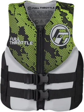 Full Throttle Junior Hinged Rapid Dry Neoprene Life Jacket, Green