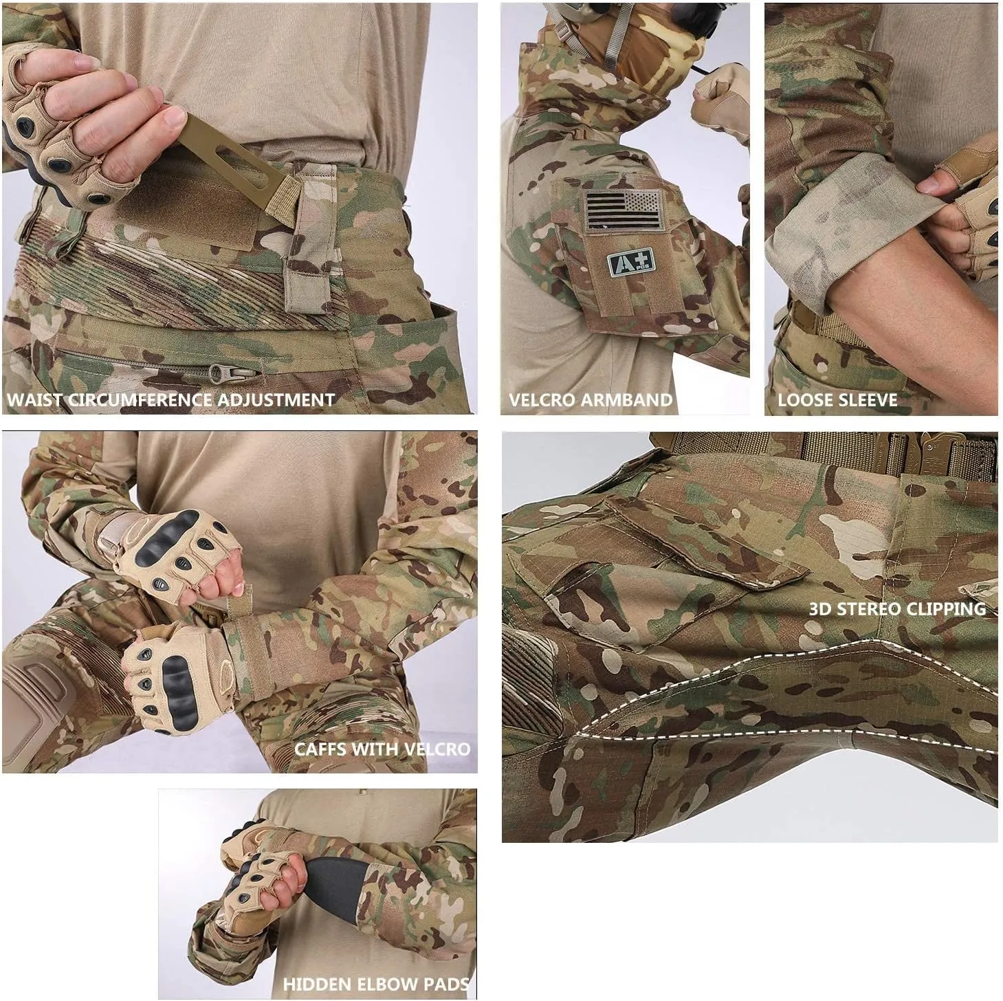 G3 Combat Suit Military Apparel Set Tactical Camouflage Clothing Hunting Uniform Paintball Gear with Knee Pads for Men