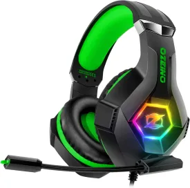 Gaming Headset for PC, Ps4, Ps5, Xbox Headset with 7.1 Surround Sound, Gaming Headphones with Noise Cancelling Mic RGB Light Over Ear Headphones for Xbox Series X/S, Switch-Green