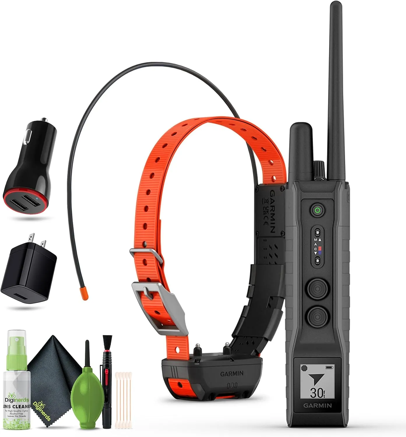 Garmin Pro 550 Plus, Handheld   Garmin Alpha TT25 Dog Collar   Cleaning kit   USB Charging Adapter   USB Car Adapter