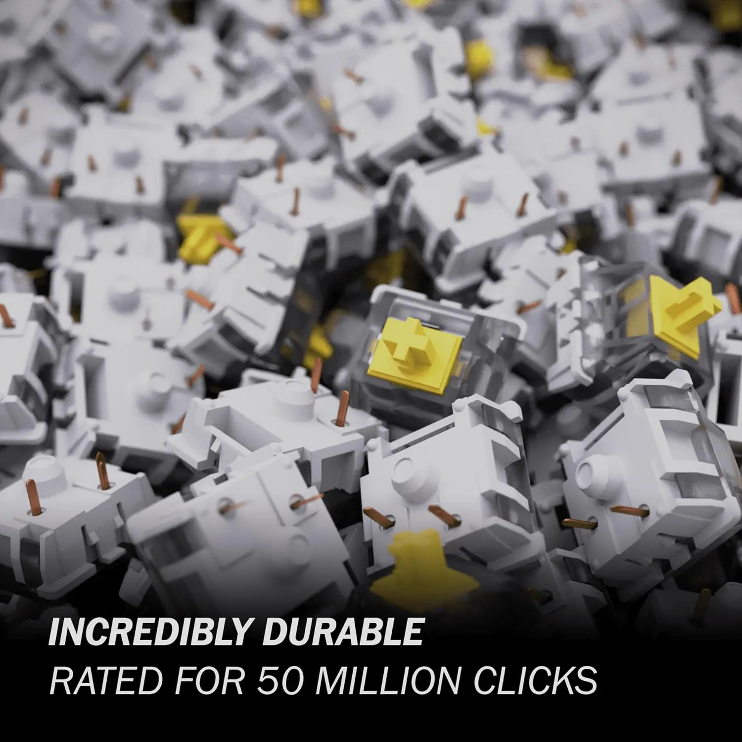 Gateron KS-9 Mechanical Switches for MX Mechanical Gaming Keyboard | 50g Force | Linear | Plate Mounted | SMD 3 Pin RGB Switches for Backlit Keyboard | (90 PCS, Yellow)