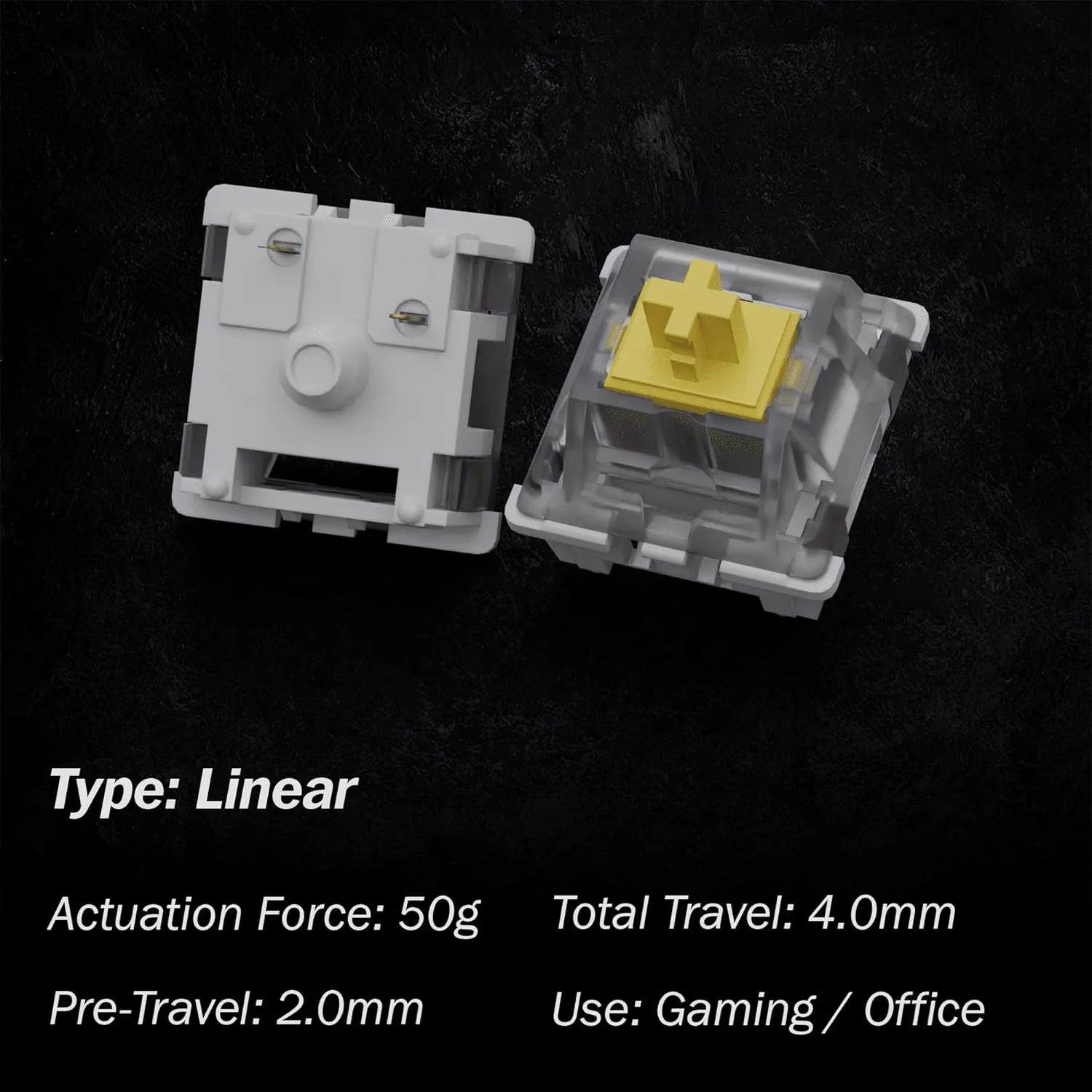 Gateron KS-9 Mechanical Switches for MX Mechanical Gaming Keyboard | 50g Force | Linear | Plate Mounted | SMD 3 Pin RGB Switches for Backlit Keyboard | (90 PCS, Yellow)