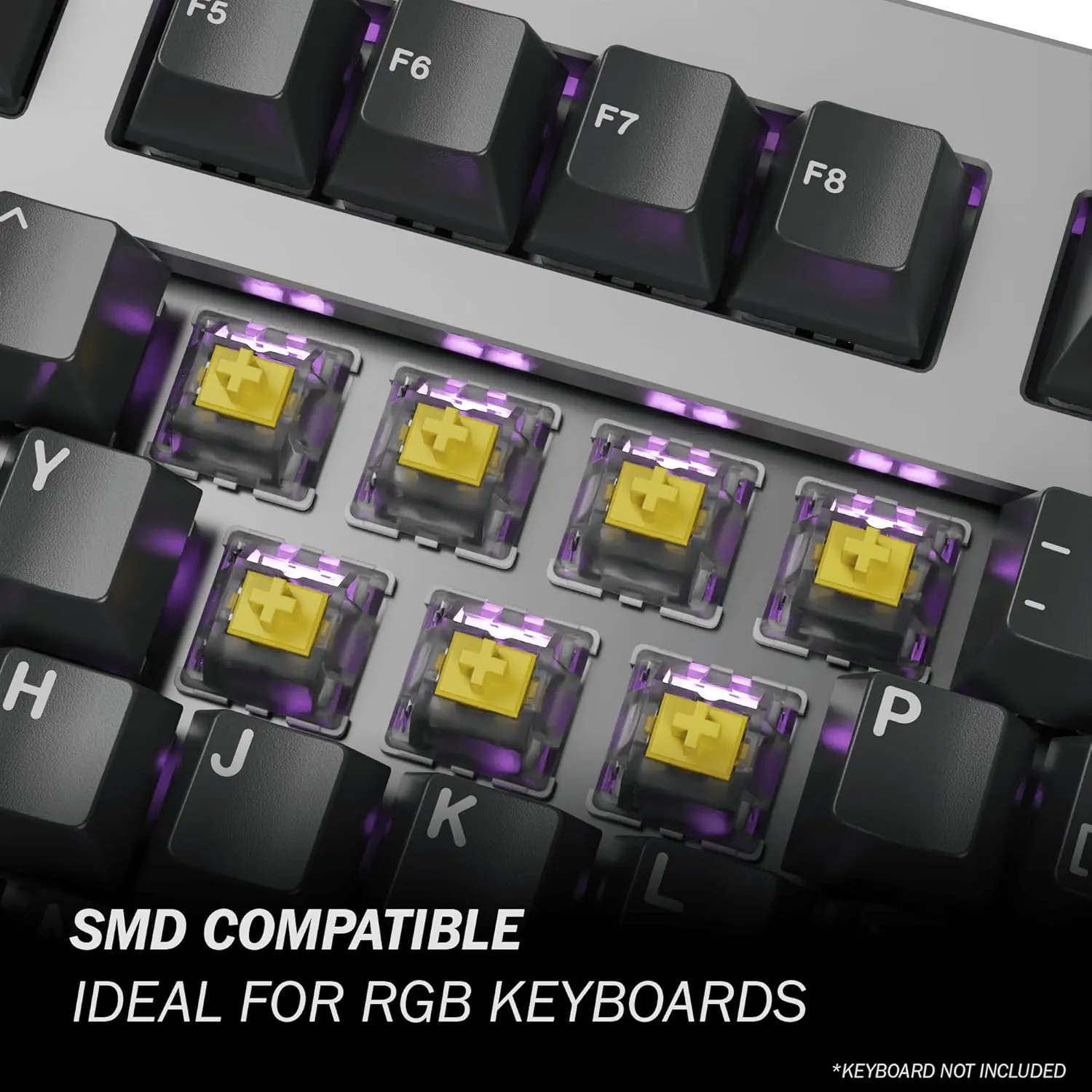 Gateron KS-9 Mechanical Switches for MX Mechanical Gaming Keyboard | 50g Force | Linear | Plate Mounted | SMD 3 Pin RGB Switches for Backlit Keyboard | (90 PCS, Yellow)