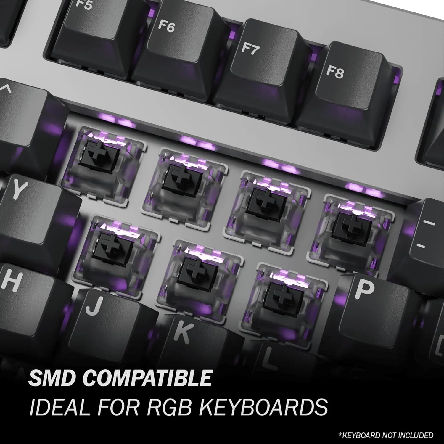 Gateron KS-9 RGB Mechanical MX Type Key Switch - Clear top (65 Pcs, Black)