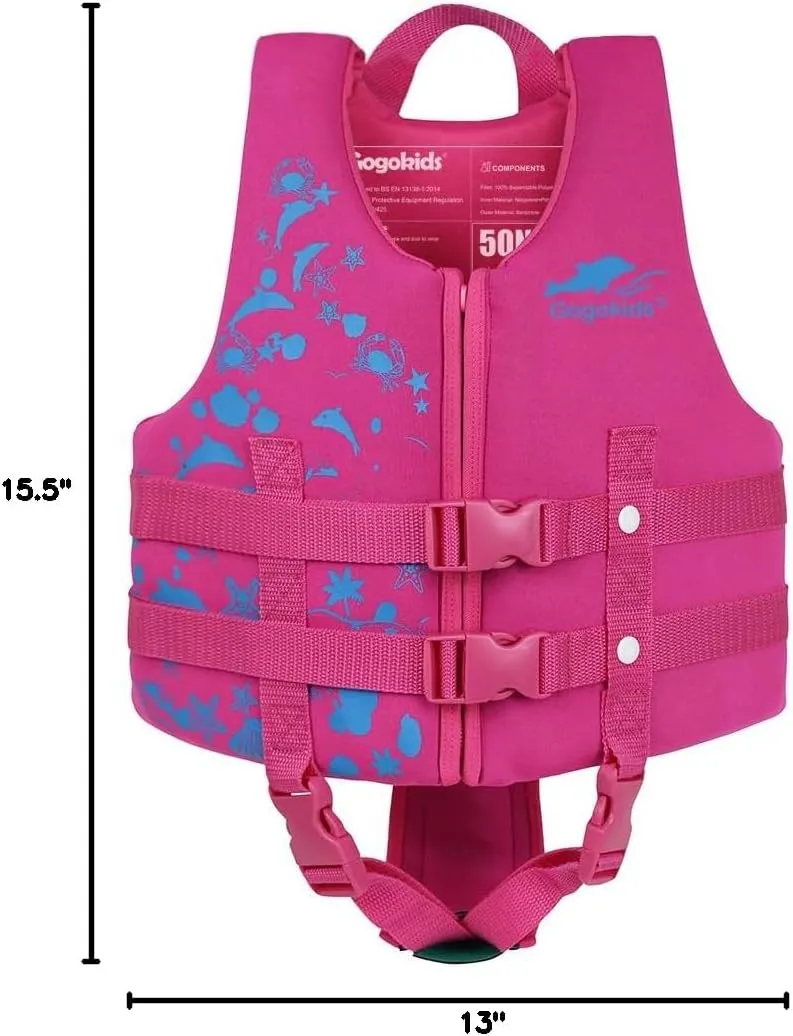 Gogokids Toddler Swim Vest, Kids Floaties  Boys & Girls Buoyancy Jacket, Swimming Aid for Pool & Beach, Fits 2-8 Years / 22-60 lbs