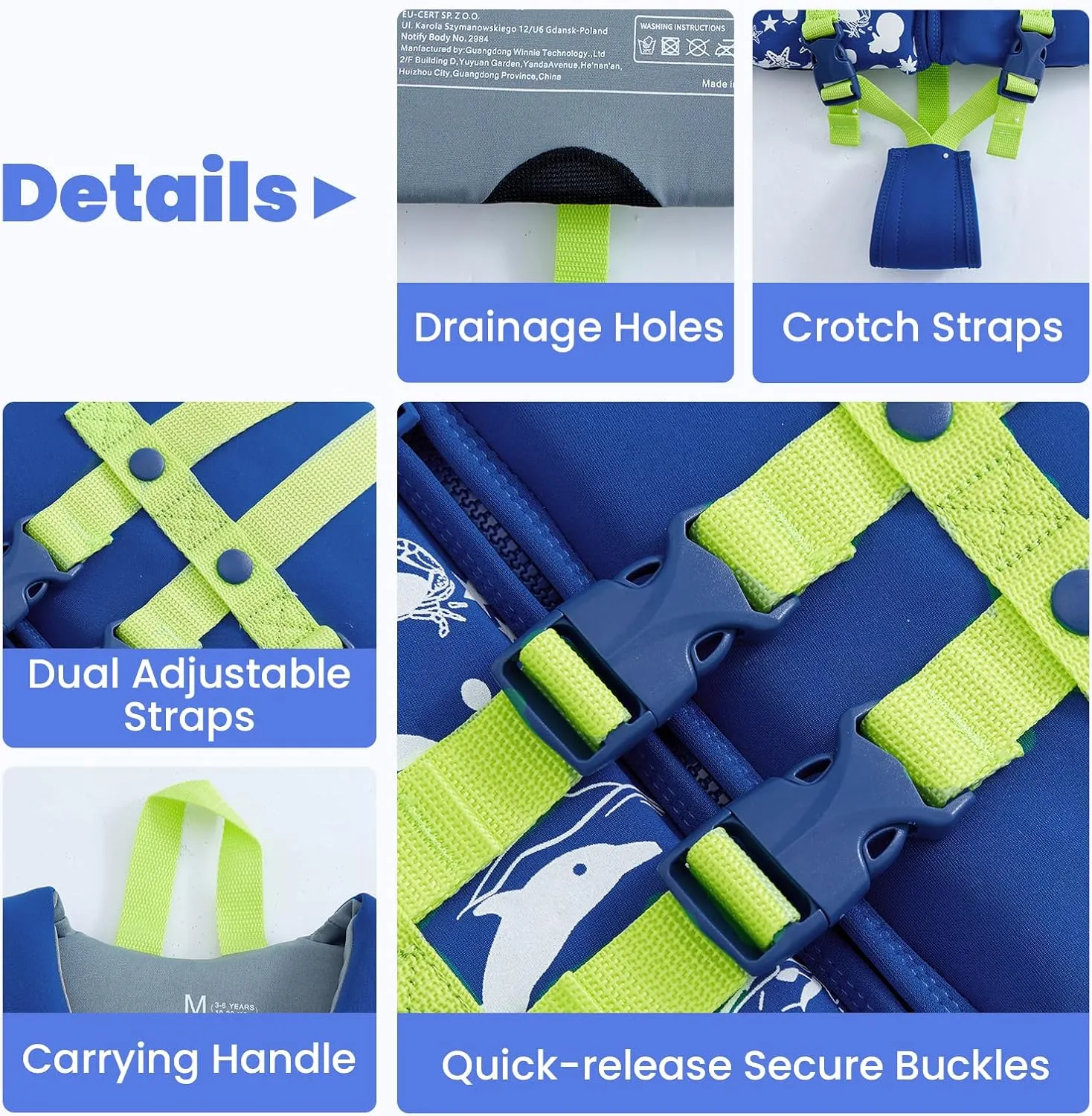 Gogokids Toddler Swim Vest, Kids Floaties  Boys & Girls Buoyancy Jacket, Swimming Aid for Pool & Beach, Fits 2-8 Years / 22-60 lbs