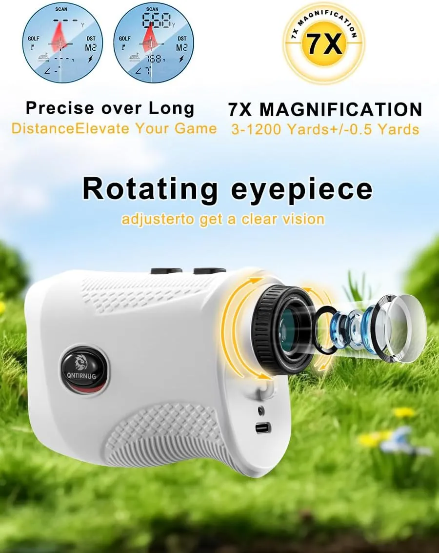 Golf Laser Rangefinder with Slope,7X Magnification Range Finder Golf for Hunting,1200 Yards Laser Range Finder,High-Precision Flag Pole Locking Vibration,Slope Mode Continuous Scan