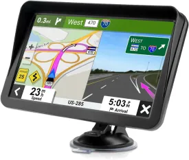 GPS Navigator for Car, Latest 2025 Map, Truck GPS 9 inch Touch Screen, Real Voice Spoken Turn-by-Turn Direction Reminding, Speed and Red Light Warning, Vehicle GPS Satellite Navigation System (Black)