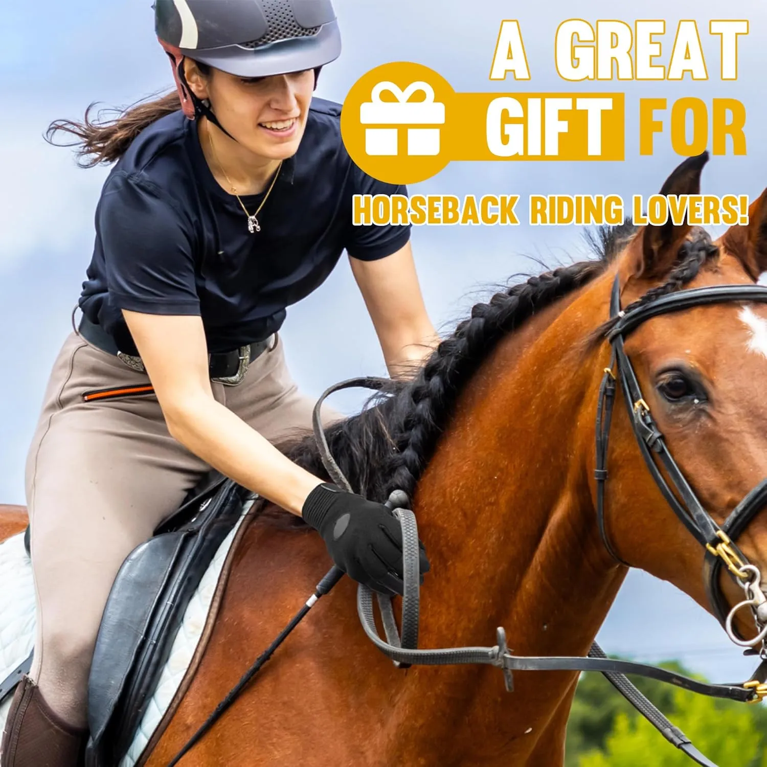 HANDALNDY Horse Riding Gloves, Equestrian Gloves Adult Kids for Girls Boys, Durable Comfortable Grip