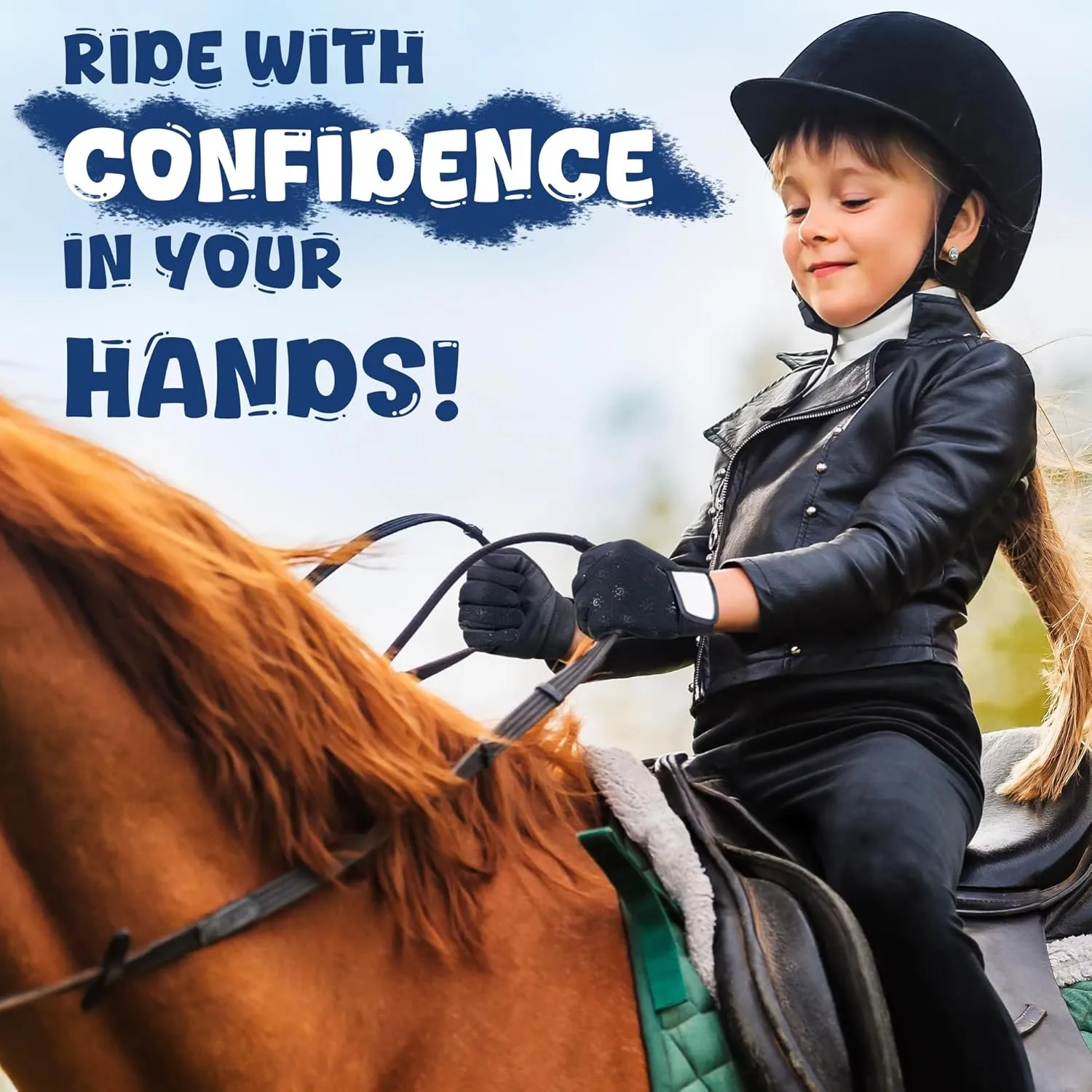 HANDALNDY Horse Riding Gloves, Equestrian Gloves Adult Kids for Girls Boys, Durable Comfortable Grip