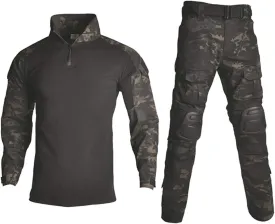 HARGLESMAN Men's Tactical Military Suits Long Sleeve Fitting Amry Uniforms Combat Shirt and Pants with Knee Pads