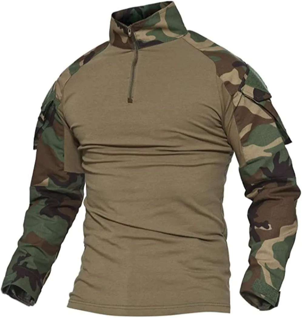 HARGLESMAN Men's Tactical Military Suits Long Sleeve Fitting Amry Uniforms Combat Shirt and Pants with Knee Pads