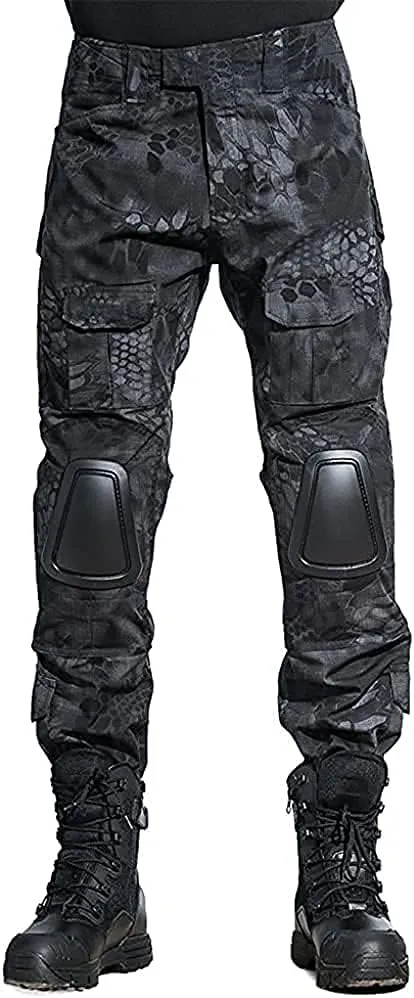 HARGLESMAN Men's Tactical Military Suits Long Sleeve Fitting Amry Uniforms Combat Shirt and Pants with Knee Pads