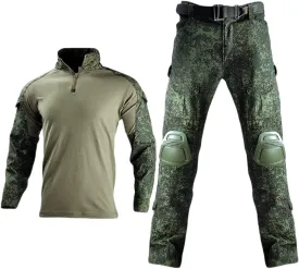 HARGLESMAN Men's Tactical Military Suits Long Sleeve Fitting Amry Uniforms Combat Shirt and Pants with Knee Pads