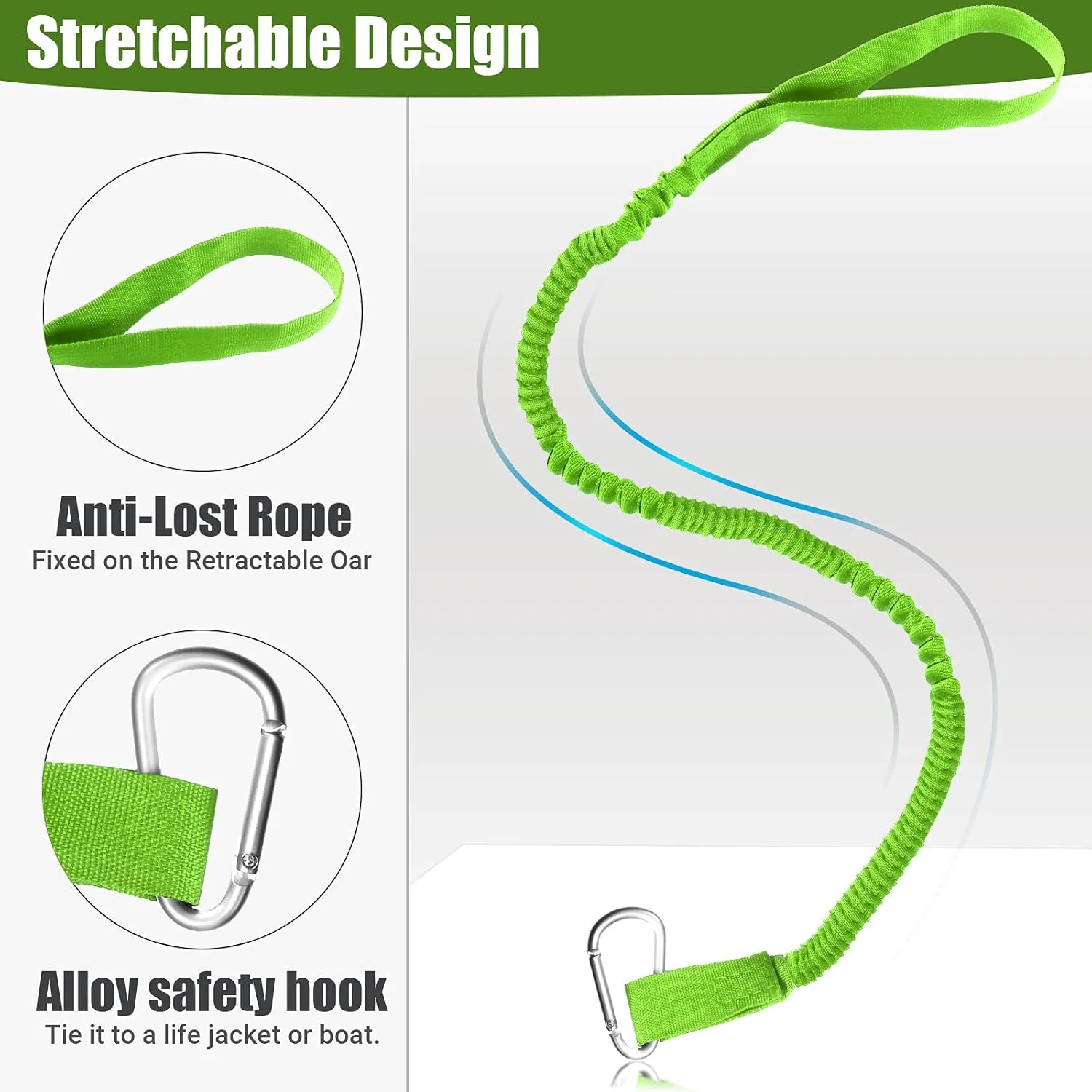 HESTYA 6 Pieces Kayak Paddle Leash Stretchable Paddle Rope Nylon Adjustable Kayak Coiled Rod Leash Lanyard Kayak Traction Rope for Kayak Canoe SUP Paddles Surfboard Fishing Poles Rods Accessories