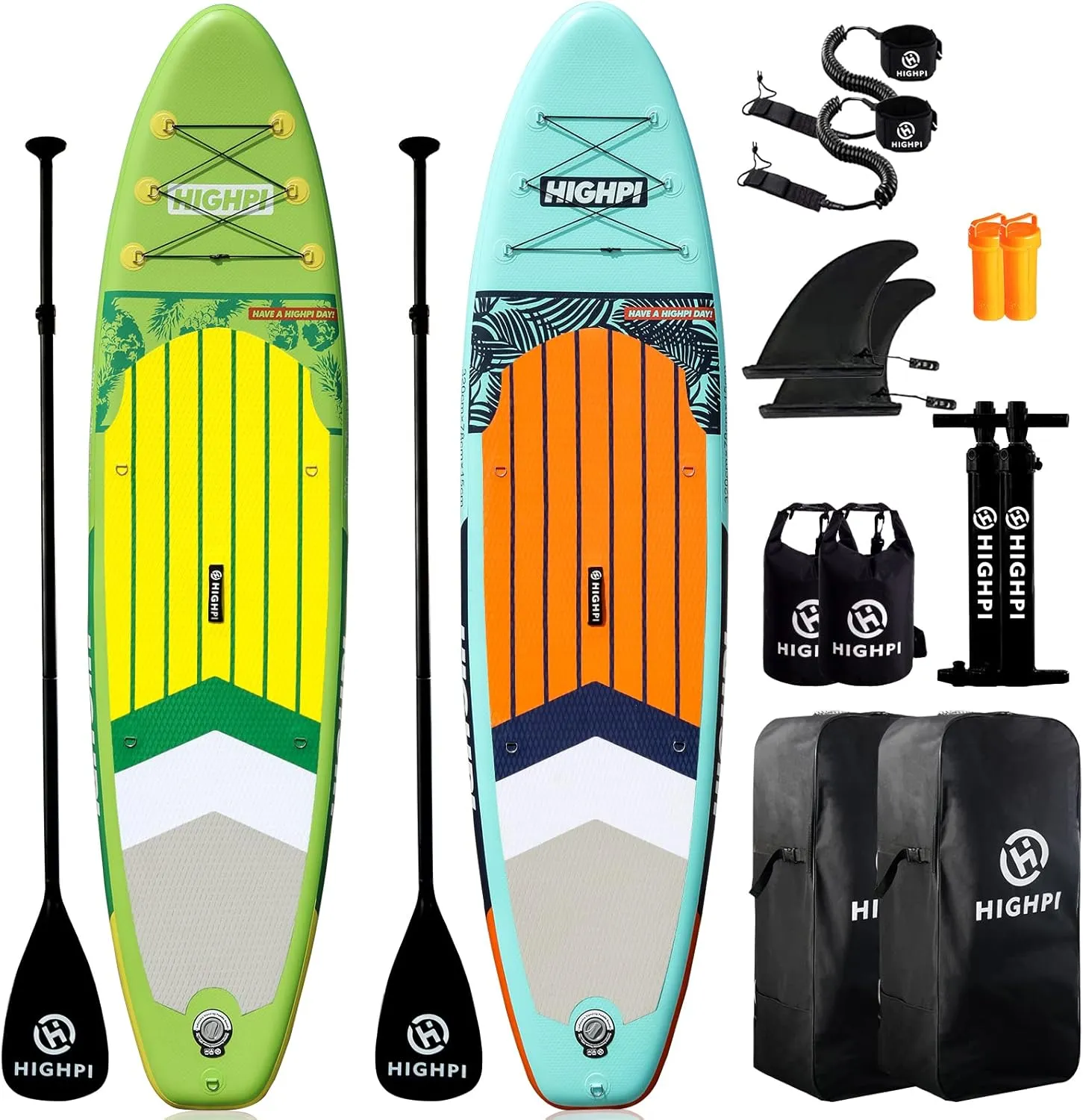 Highpi Inflatable Stand Up Paddle Boards, 10'6''x31''x6'' SUP with Accessories Backpack Anti-Slip Deck, Leash, Adjustable Paddle and Hand Pump, Waterproof Bag, Standing Boat for Youth & Adult