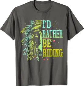 Horse-Shirt I'd Rather Be Riding Teen Girl Funny Equestrian T-Shirt