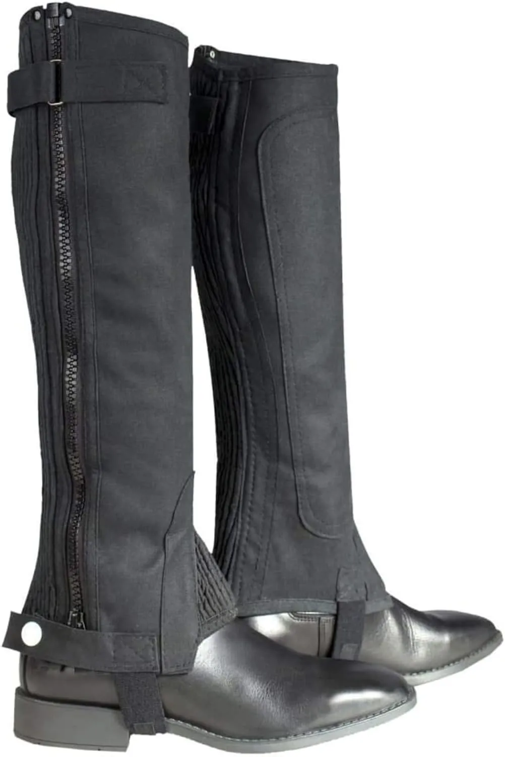 HORZE Amara Equestrian English Riding Unisex Kids Half Chaps | Synthetic Leather Zip-Up Pair | Accurate Size Chart in Description