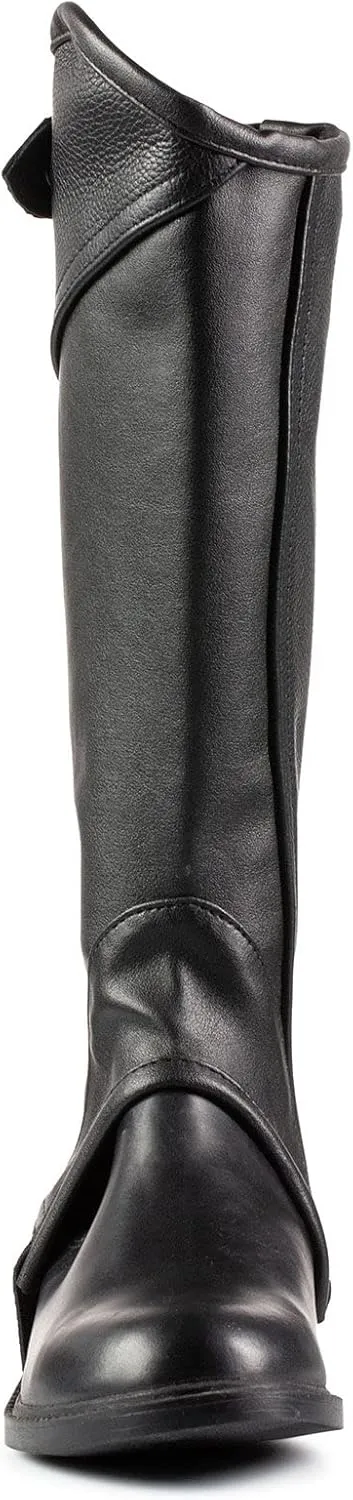 HORZE Unisex Soft Leather Zip-Up Equestrian Kids Half Chaps for Horseback Riding | See Size Chart in Description