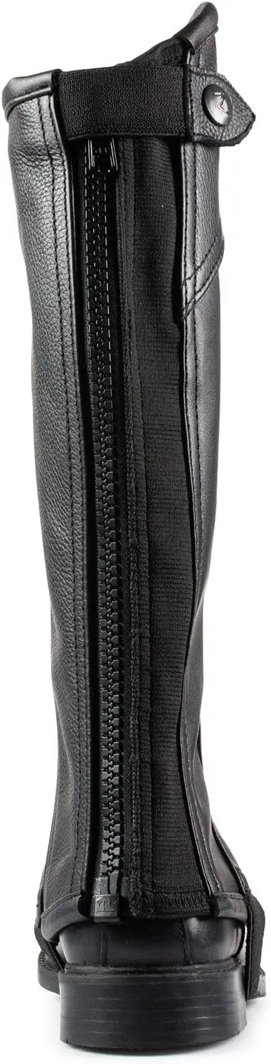 HORZE Unisex Soft Leather Zip-Up Equestrian Kids Half Chaps for Horseback Riding | See Size Chart in Description