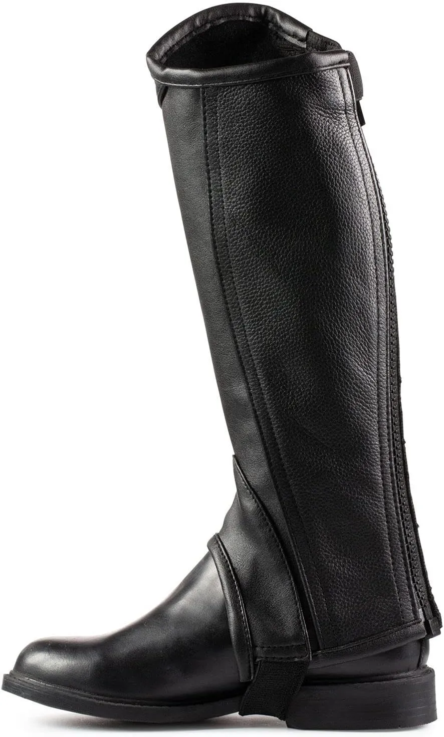 HORZE Unisex Soft Leather Zip-Up Equestrian Kids Half Chaps for Horseback Riding | See Size Chart in Description