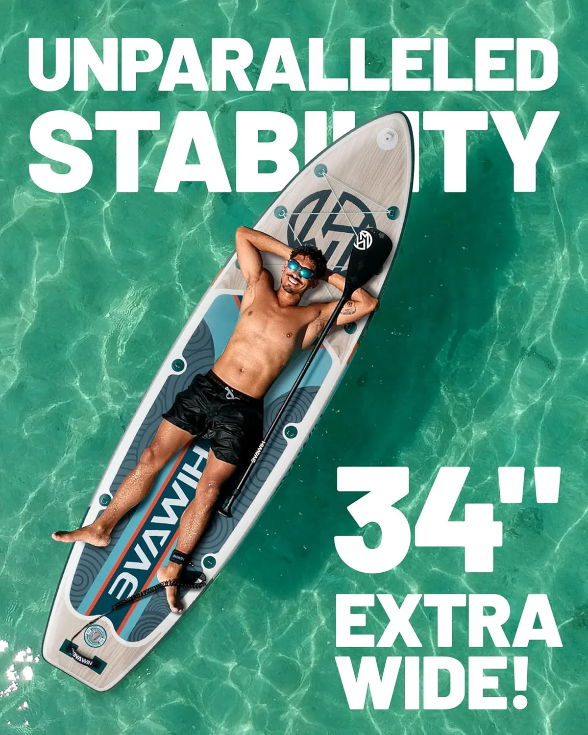 Inflatable Paddle Board 11 '* 34 "* 6" Extra Wide Sup Board, 450lb Capicity Paddle Board for Adults, Suitable for Sea and Lakes, 2 1Family Board