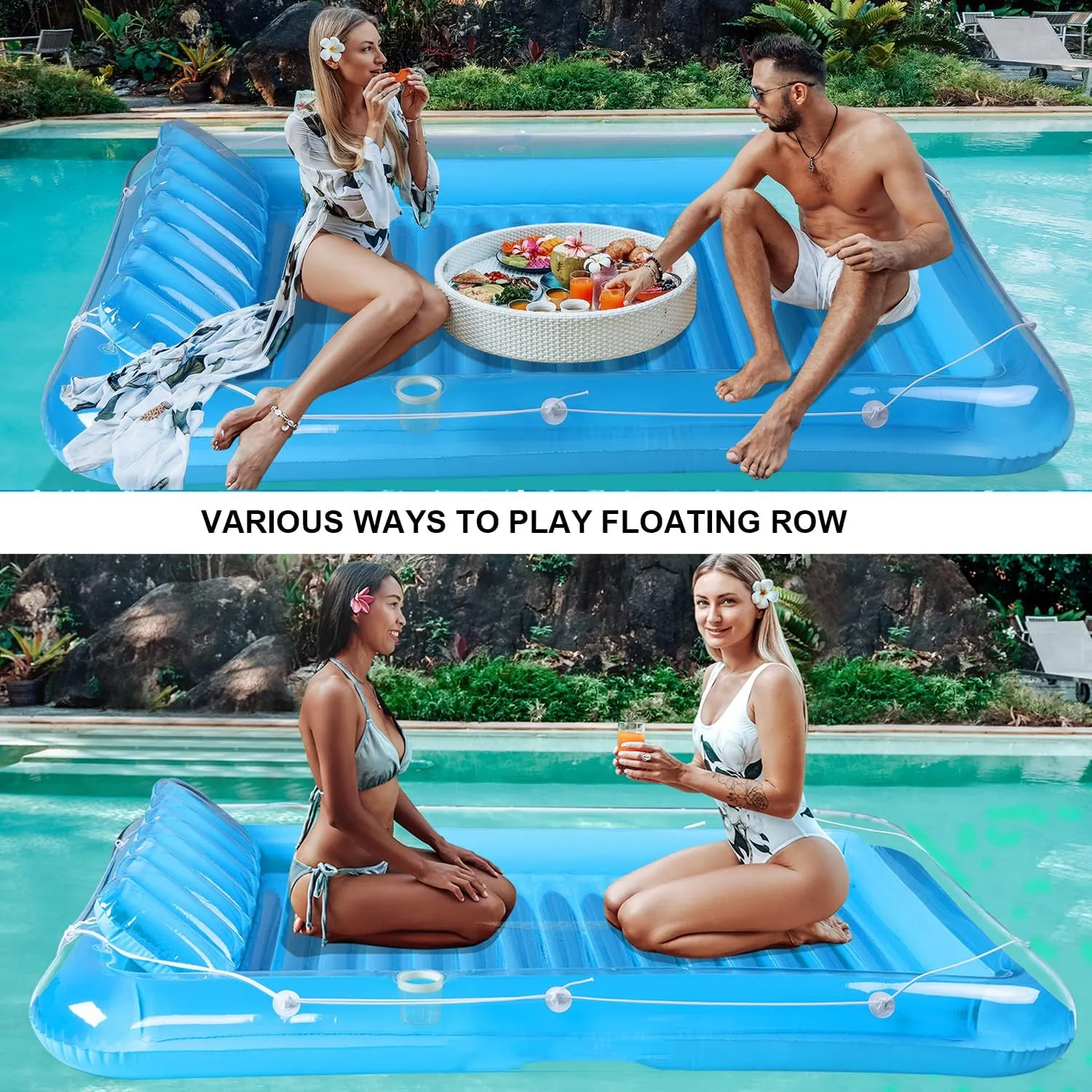 Inflatable Pool Floats Boat for Adults, Blow Up Tanning Pool Raft Sun Tan Tub with Inflatable Pillow for Family Outdoor, Garden, Backyard Summer Water Party (14  Year Old)